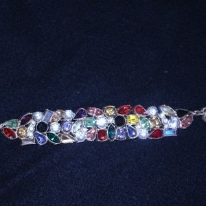Clasp Multi-color gems 8" Bracelet